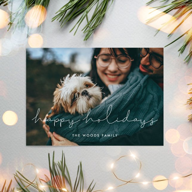 Minimalistiskt handskrivet foto av Glad helg Julkort (Skapare uppladdad)