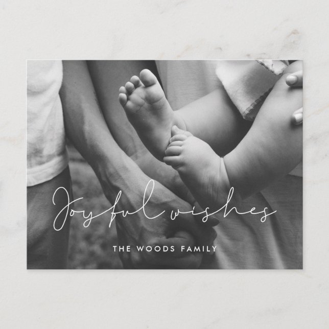 Minimalistiskt handskrivet foto av Glatt önskemål- Vykort (Framsida)