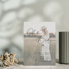 Minimalistiskt handskrivet foto-hjärt-babykläder,  inbjudningar