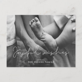 Minimalistiskt handskrivet Glatt önskemål-foto Helg Vykort