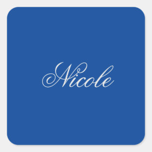 Minimalistiskt, handskrivet, Namn Deep Blue Fyrkantigt Klistermärke