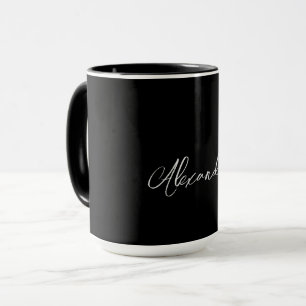Minimalistiskt handskrivet Namn-svart Mugg