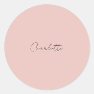 Minimalistiskt handskrivet skript Namn Ro Guld Runt Klistermärke