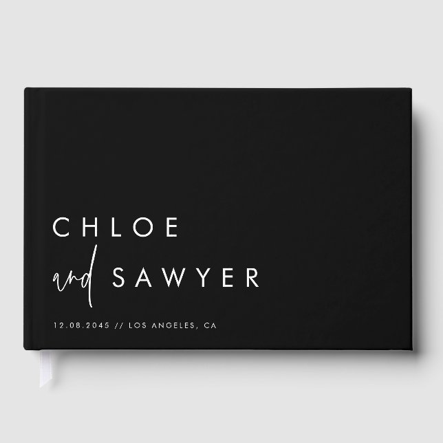 Minimalistiskt handskrivet skript, svart foto Bröl Gästböcker (Framsida)