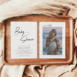 Minimalistiskt handskrivet skriptfoto inbjudningar