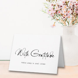 Minimalistiskt handskrivet skriptfoto tack kort