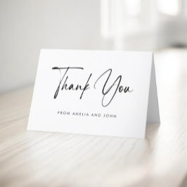 Minimalistiskt handsskrivet typograffoto tack kort