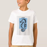 Minimalistiskt hav häst Skriv ut T-Shirt