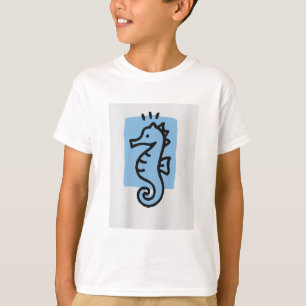 Minimalistiskt hav häst Skriv ut T-Shirt