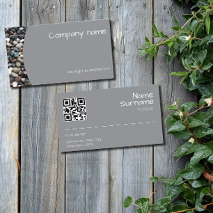 Minimalistiskt havssten foto QR grått visitkort