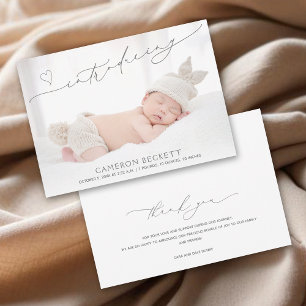 Minimalistiskt Heart Baby Fotofödelse Meddelande