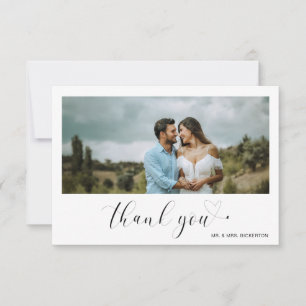 Minimalistiskt Heart - enkelt skript Foto Bröllop Tack Kort