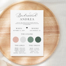 Minimalistiskt Heart- och Script Bridesmaid Info C