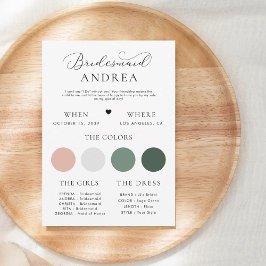 Minimalistiskt Heart- och Script Bridesmaid Info C Inbjudningar