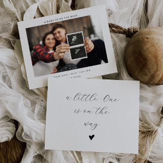 Minimalistiskt Heart Photo Baby-meddelande Tack Kort