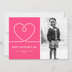 Minimalistiskt Heart-Shock rosa Alla hjärtans dagf Julkort