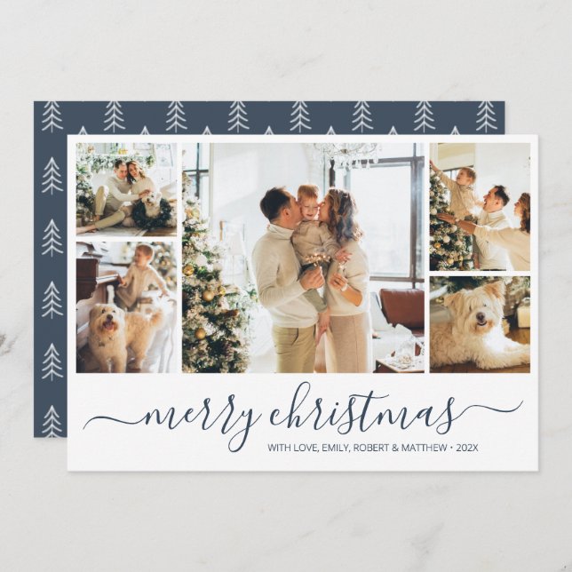 Minimalistiskt Helgdag för fotokollage Inbjudningar (Fram/baksida)