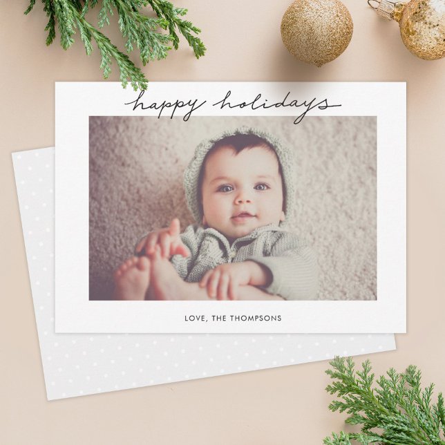 Minimalistiskt Helgdag-handskriftsfotokort Julkort (Skapare uppladdad)