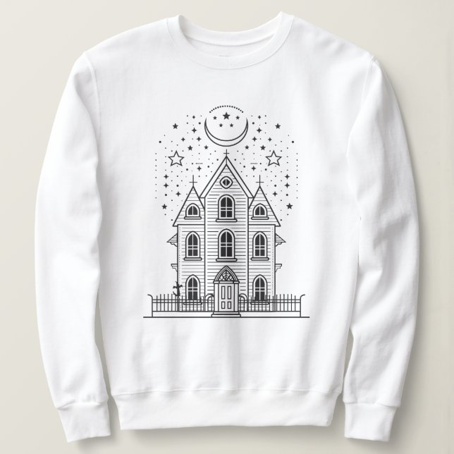 Minimalistiskt hemligt hus Halloween-sötskjorta T Shirt (Design framsida)