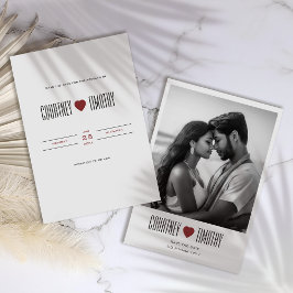 Minimalistiskt hjärta Bröllop spara datum med foto Datumet