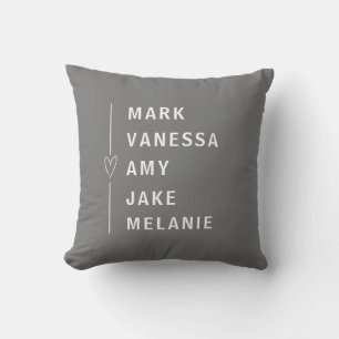 Minimalistiskt hjärta i grått White Modern Namn Kudde
