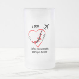 Minimalistiskt hjärta och flygplan frostat ölglas