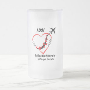Minimalistiskt hjärta och flygplan  frostat ölglas