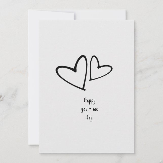 Minimalistiskt hjärta You & Me Alla hjärtans dag s Julkort (Framsida)