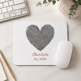 Minimalistiskt hjärtfingeravtryck Personligt namn  Musmatta