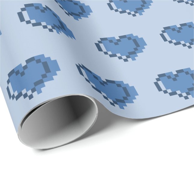 Minimalistiskt hjärtmönster i pixlar presentpapper (Rullad Hörn)