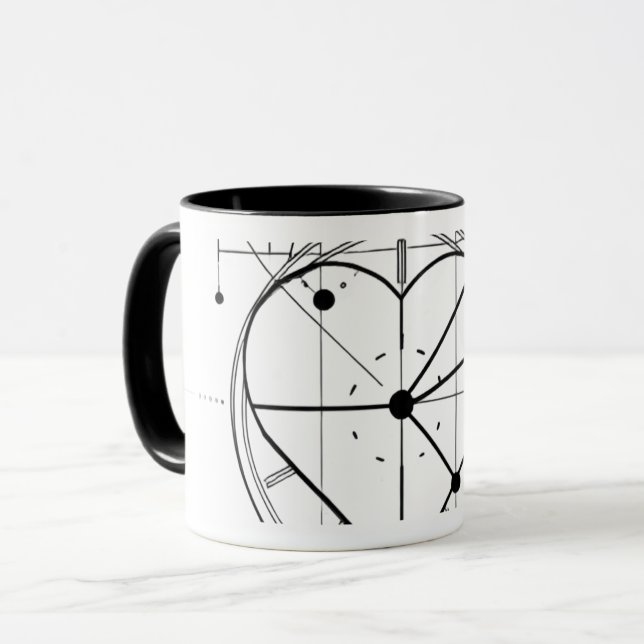 Minimalistiskt hjärturklocka Geometrisk mugg - Kaf (Framsida vänster)