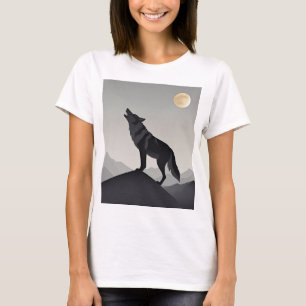 Minimalistiskt högsilhuettaftande varg t shirt