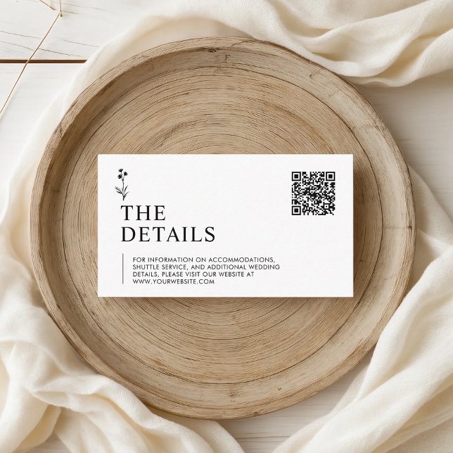 Minimalistiskt hölje för svart och vitt Bröllop Tilläggskort (Skapare uppladdad)