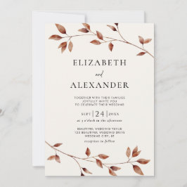 Minimalistiskt Höst löv Botaniska Bröllop Inbjudningar