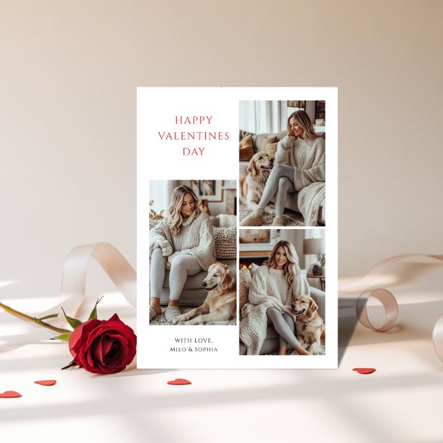 Minimalistiskt Hund älskare Valentines day-fotokor Julkort (Skapare uppladdad)