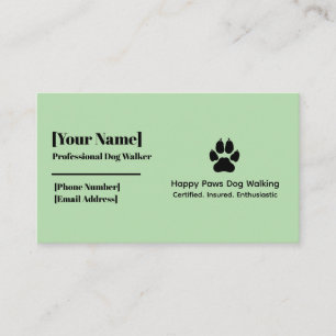 Minimalistiskt Hund Paw Print Dog Walker-Affärskor Visitkort