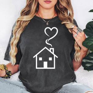 Minimalistiskt hus med rökhjärta t shirt
