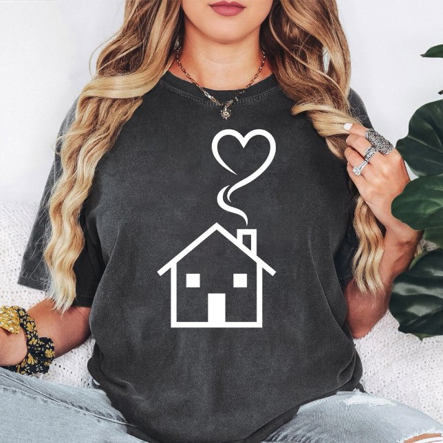 Minimalistiskt hus med rökhjärta t shirt (Skapare uppladdad)