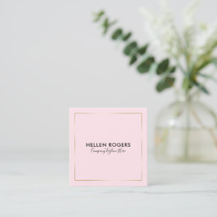 Minimalistiskt i guld gräns på rosa fyrkantigt visitkort