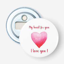 Minimalistiskt I kärlek, ett rött vattenfärgshjärt Flasköppnare