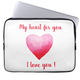Minimalistiskt I kärlek, ett rött vattenfärgshjärt Laptop Fodral