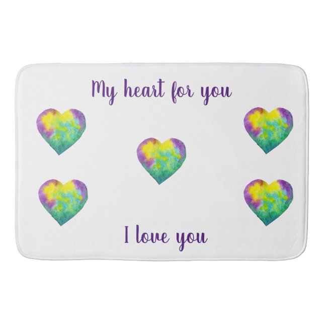 Minimalistiskt I kärlek, så rainbågar du vattenfär Badrumsmatta (Framsidan)