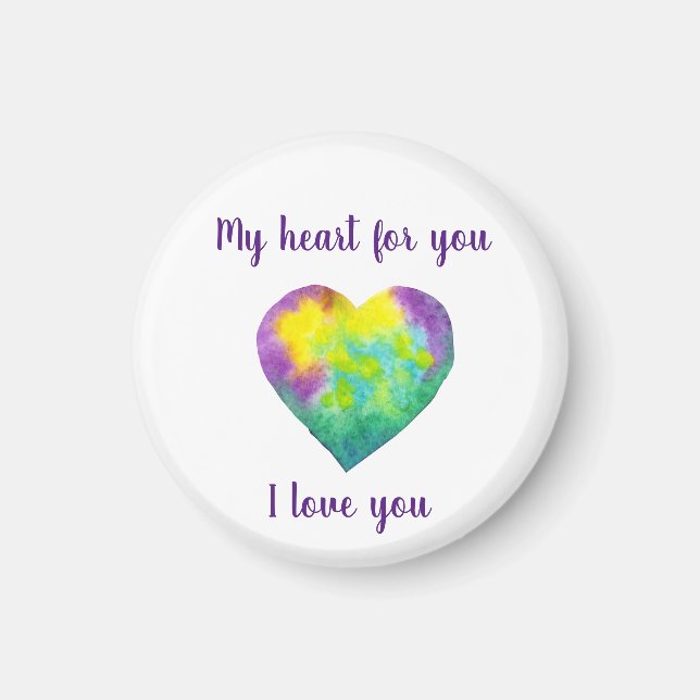 Minimalistiskt I kärlek, så rainbågar du vattenfär Magnet (Framsidan)