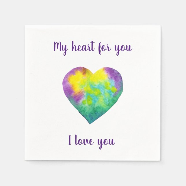 Minimalistiskt I kärlek, så rainbågar du vattenfär Pappersservett (Framsidan)