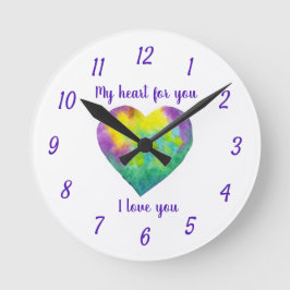 Minimalistiskt I kärlek, så rainbågar du vattenfär Rund Klocka