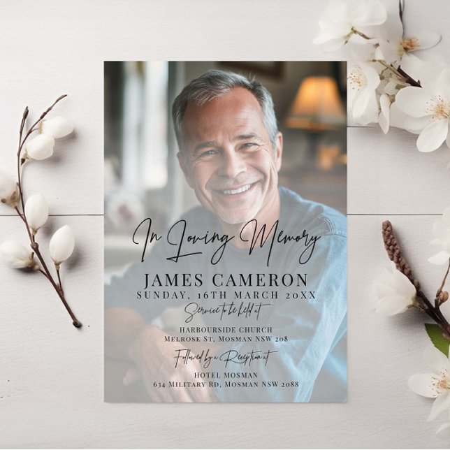 Minimalistiskt i Loving Memory Funeral Photo Inbjudningar (Skapare uppladdad)