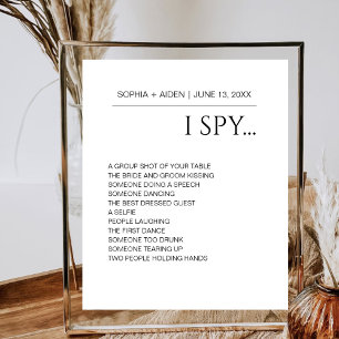 Minimalistiskt I Spy WedReception Game Poster