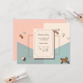 Minimalistiskt inbjudningskort efter Pastel Birthd