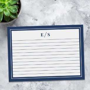 Minimalistiskt index för Blått Gräns, monogram enl Anteckningskort
