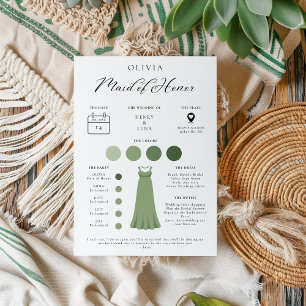 Minimalistiskt Info Card för Maid of honor Brudens Inbjudningar